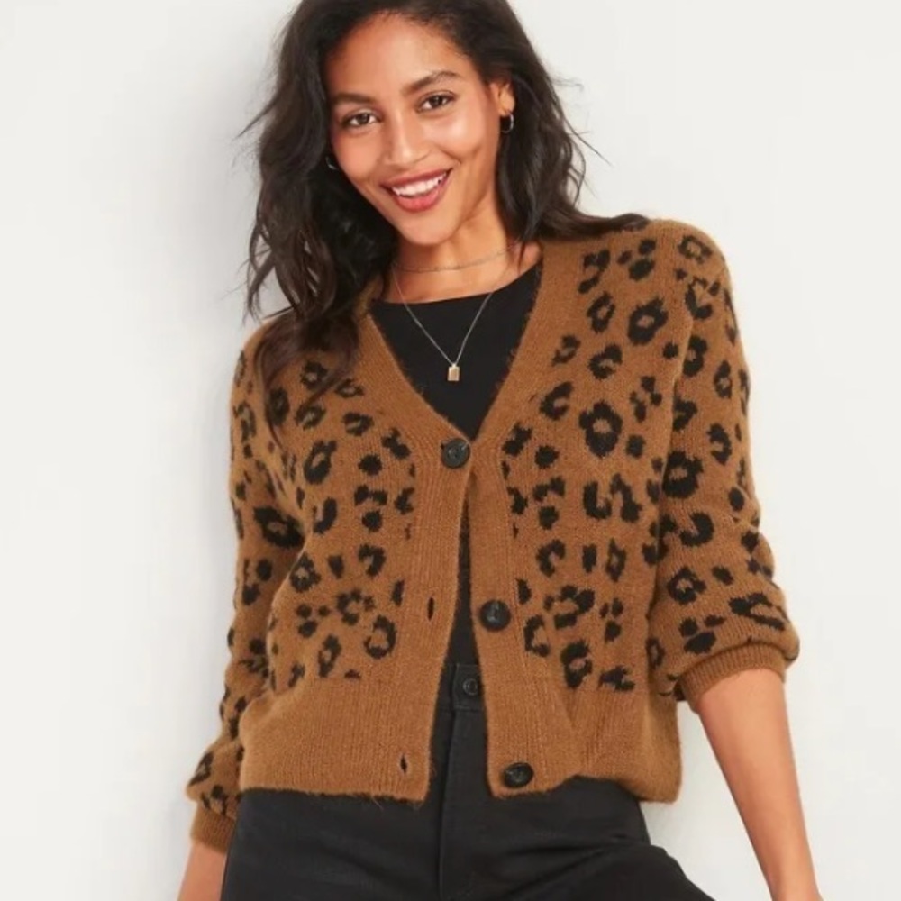 Old Navy Button Down Cardigan - Leopard Print